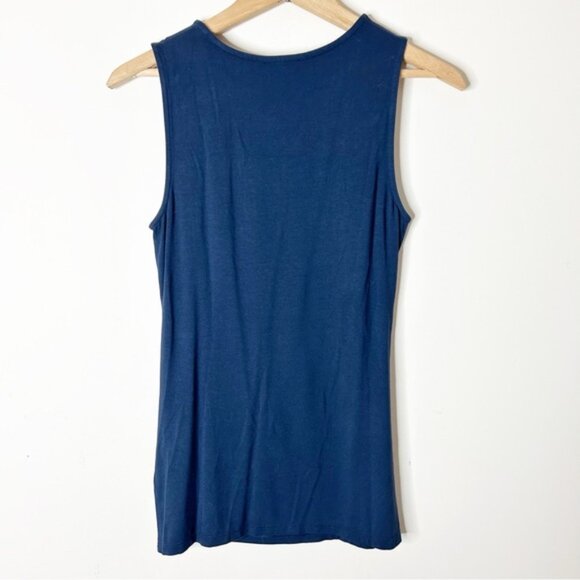 Halogen Women's Tank Top Blouse Navy Blue Draped side Size XS - Picture 9 of 11